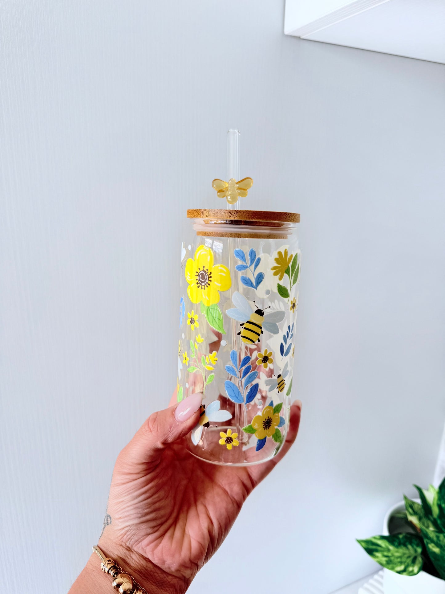 Honey Bloom Glass Can