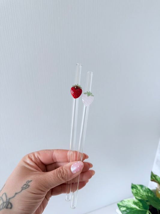 Strawberry Glass Straw