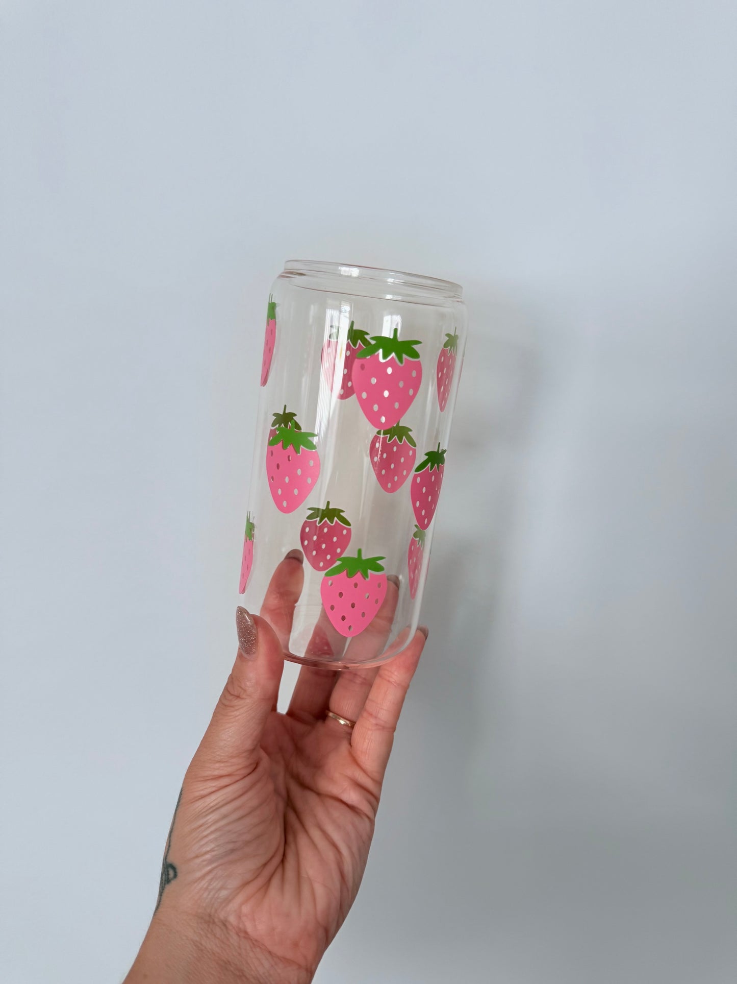 Strawberry Glass Can