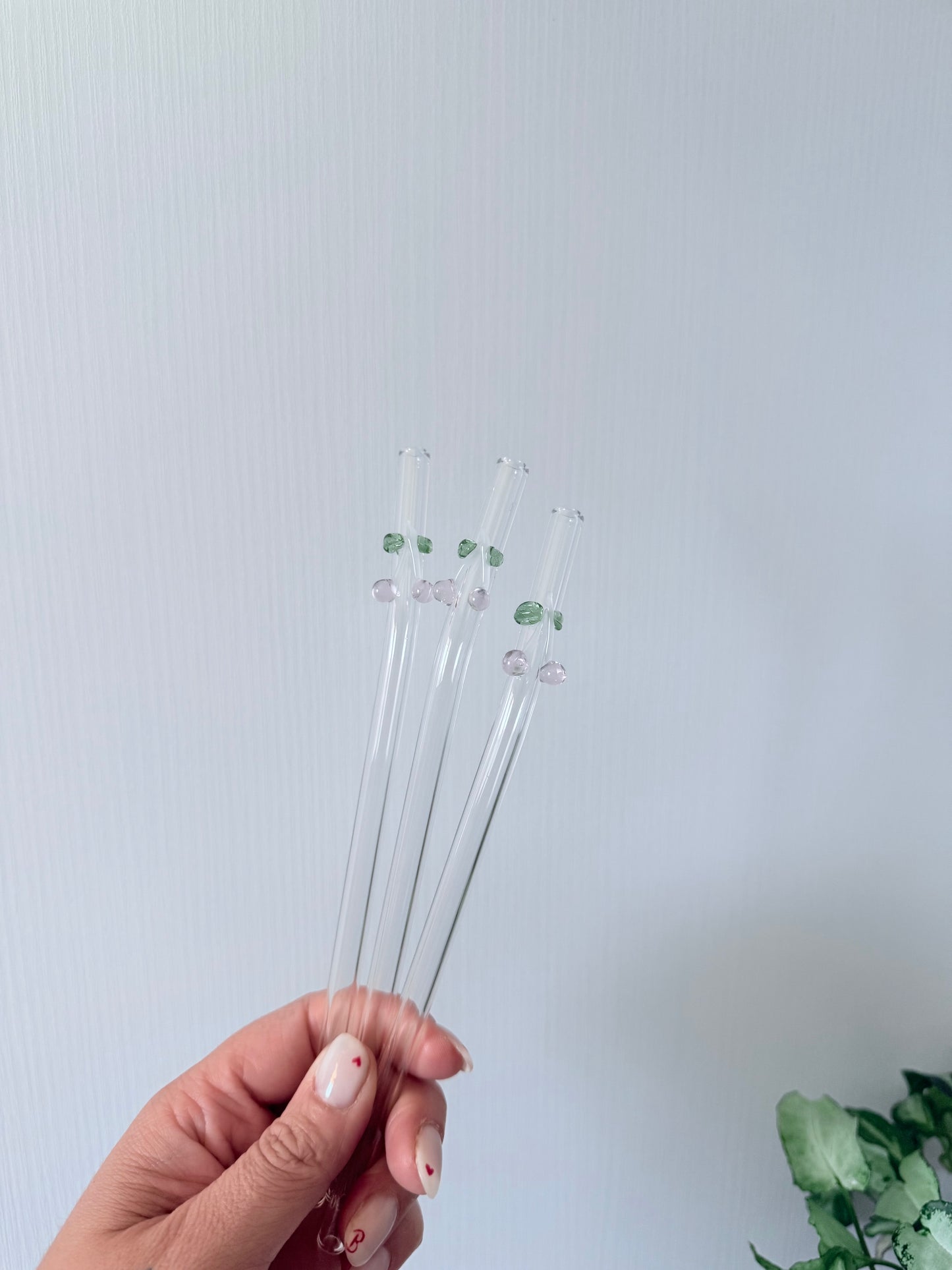 Pink Cherry Glass Straw
