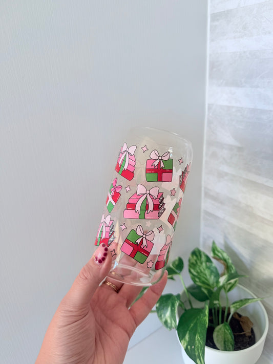 Bookish Christmas Glass Can
