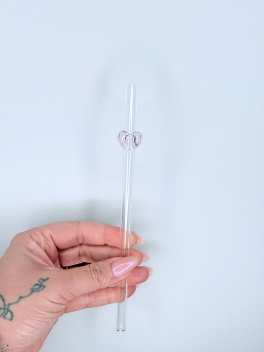 Pink Heart Glass Straw