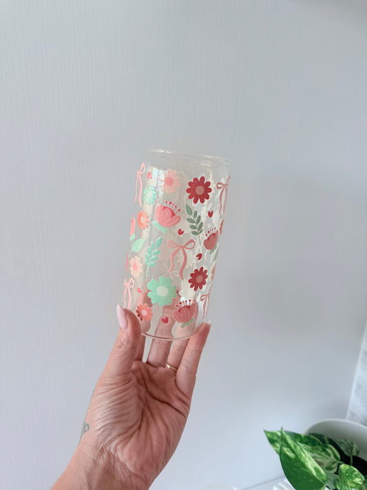 Autumn Bloom Glass Can
