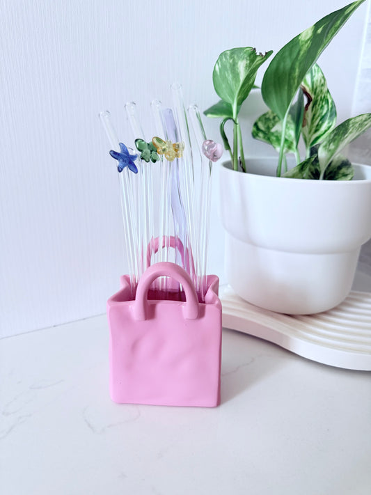 Mini Tote Straw Holder
