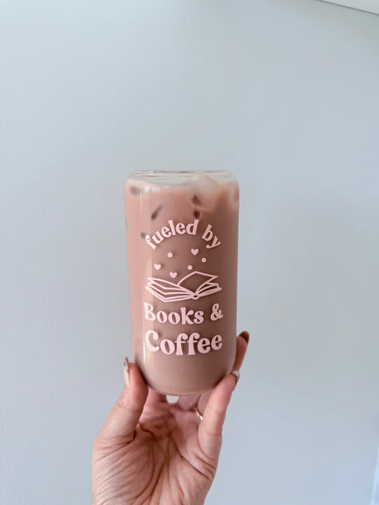 Fueled by Books and Coffee Glass Can