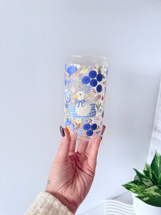 Blueberry Bloom Glass Can