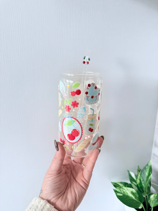 Cherry Picnic Glass Can