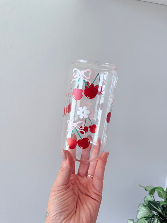 Cherry Bow Stem Glass Can