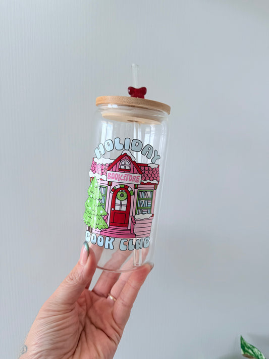 Holiday Book Club Glass Can