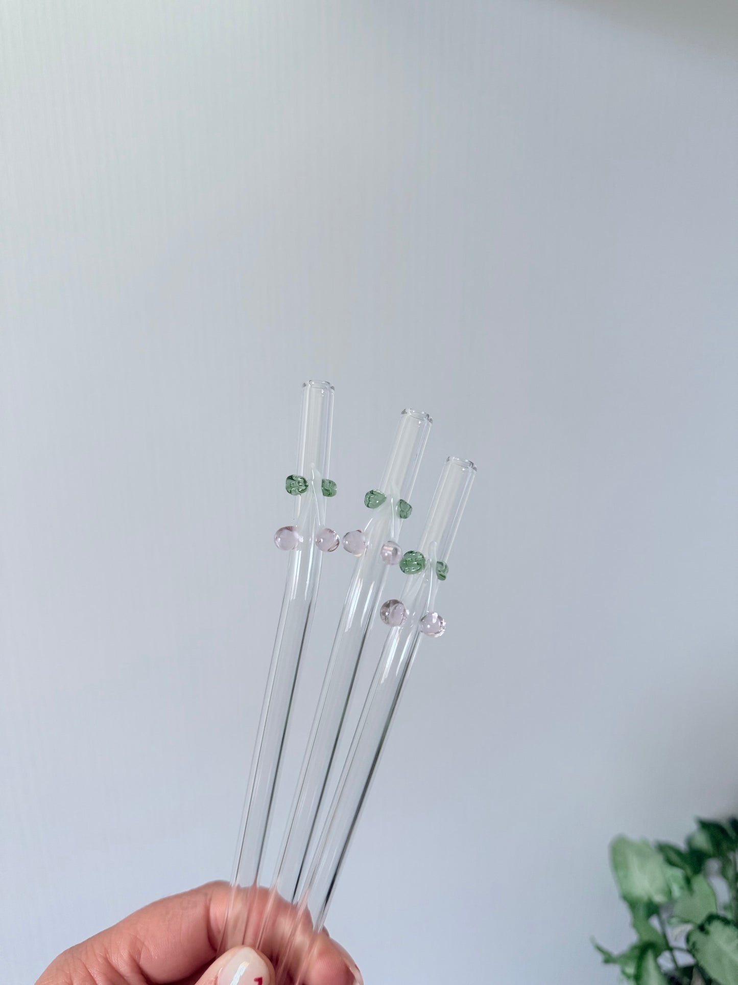 Pink Cherry Glass Straw