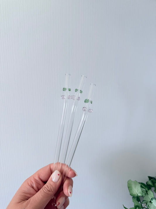 Pink Cherry Glass Straw