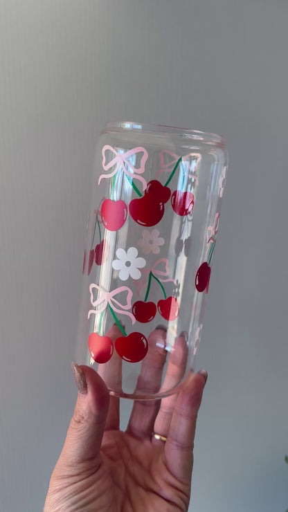 Cherry Bow Stem Glass Can